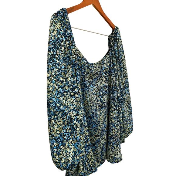 NWT Steve Madden Stevie Top 2X Blue Green Floral Blouse Crinkle Sheer Fairycore - Picture 11 of 16